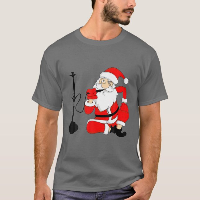 Father Christmas Smoking Shisha Water Pipe Gift Ou T-Shirt (Front)