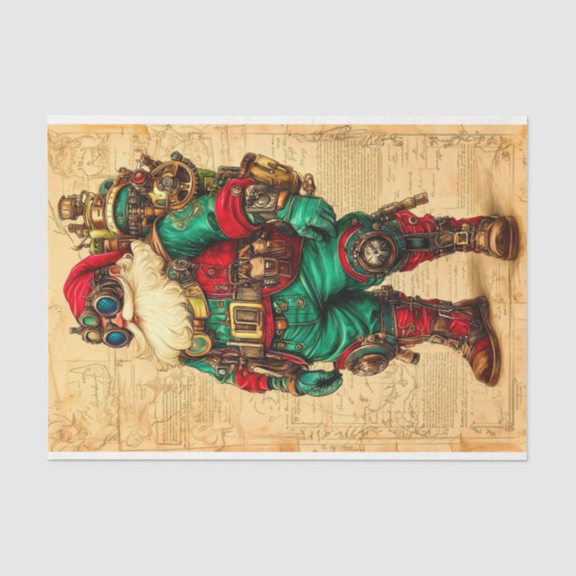 Father Christmas Steampunk Vibe BL6 Decoupage Tissue Paper (Front)