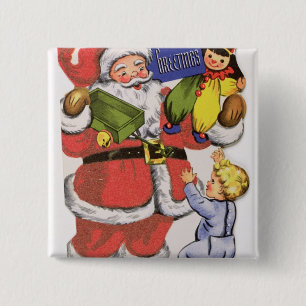 Father Christmas, Victorian Christmas card Button