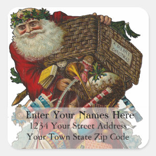 Father Christmas Vintage Address Label