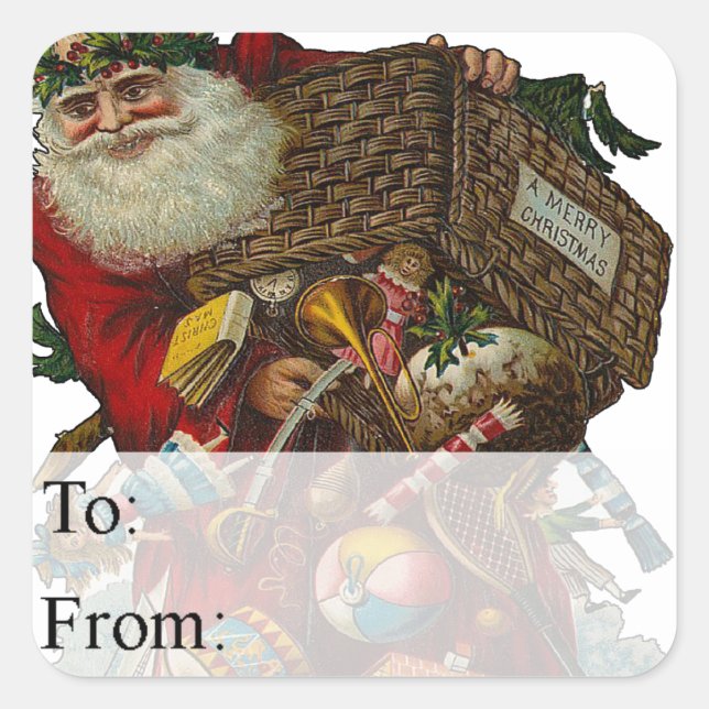 Father Christmas Vintage Gift Tag (Front)