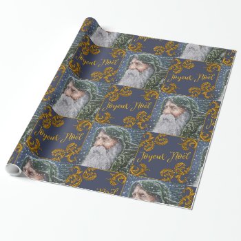 Father Christmas  Vintage Victorian  Joyeux Noël Wrapping Paper by Atomic_Gorilla at Zazzle