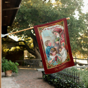 Father Christmas with Children House Flag