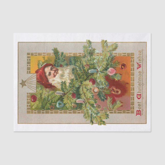 Father Christmas with Decorated Tree & Star Tissue Paper (Front)