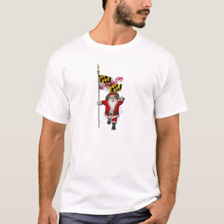 Father Christmas With Flag Of Maryland T-Shirt