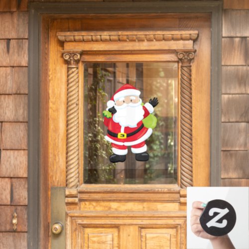 Father Christmas with sack waving cartoon  Window Cling