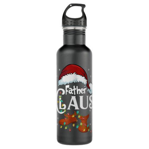 Father Claus Funny Christmas Lights Santa Hat Cost Stainless Steel Water Bottle