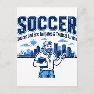 Father Coach Clipboard Tactical Advice City Skylin Postcard