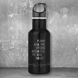 Father Crossword Modern Dad kids names script Stainless Steel Water Bottle