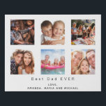 Father custom photo family collage Dad Faux Canvas Print<br><div class="desc">Make your own unique family photo collage as a gift for your dad. Use four, 6 of your favorite photos of your father, his kids, family, friends or pet! With the text: Best Dad EVER. Personalize and add your names. White background, black text. Perfect as a birthday, Christmas or Father's...</div>