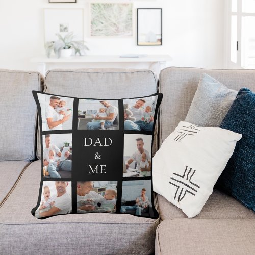 Father dad baby child photo collage black white throw pillow