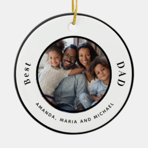Father dad black white names photo modern ceramic ornament