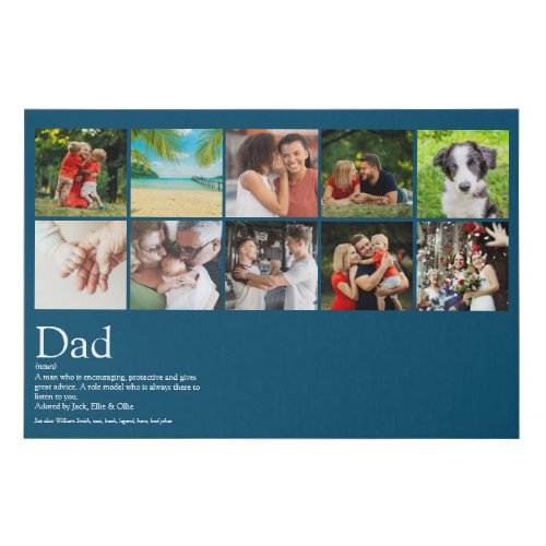 Father Dad Daddy Definition Photo Collage Blue Faux Canvas Print