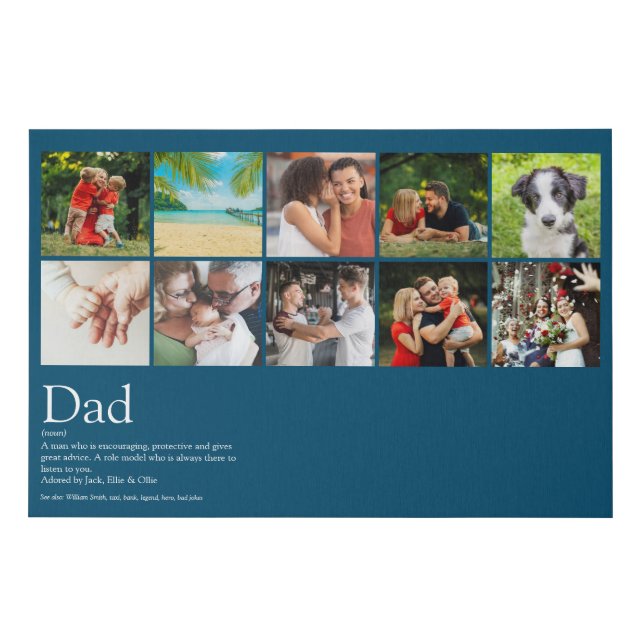 Father Dad Daddy Definition Photo Collage Blue Faux Canvas Print (Front)