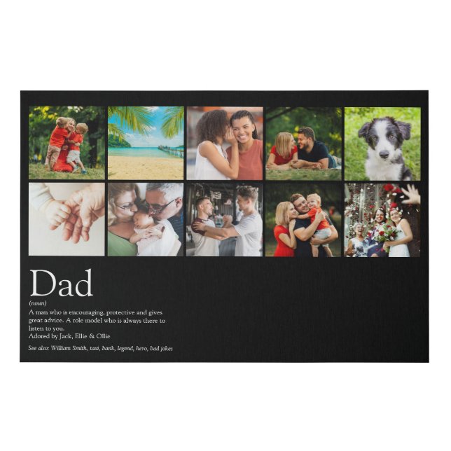 Father Dad Daddy Definition Photo Collage Faux Canvas Print (Front)