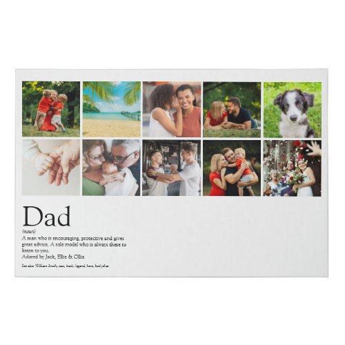 Father Dad Daddy Definition Photo Collage Faux Canvas Print