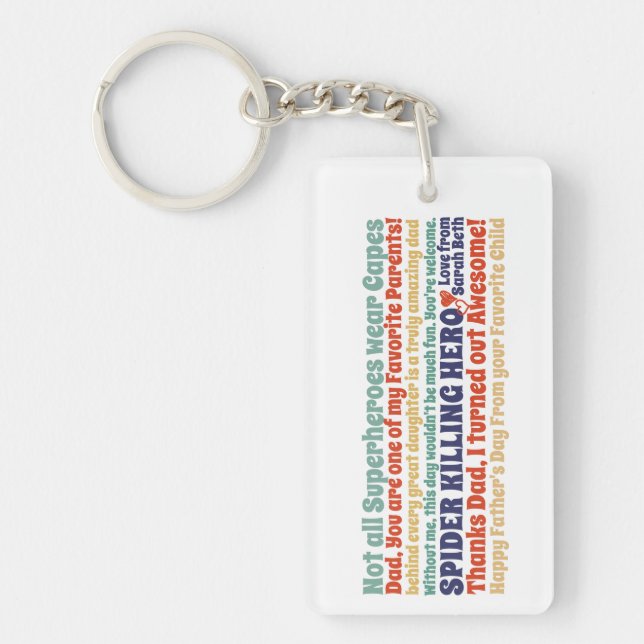 Father Dad Funny Quotes Wishes from Daughter Keychain (Front)