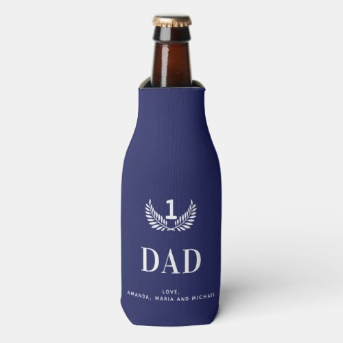 Father dad navy blue white names bottle cooler