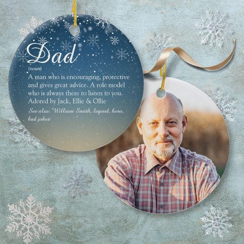 Father Dad Papa Definition Christmas Photo Ceramic Ornament