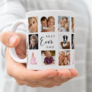 Father dad photo collage white black coffee mug