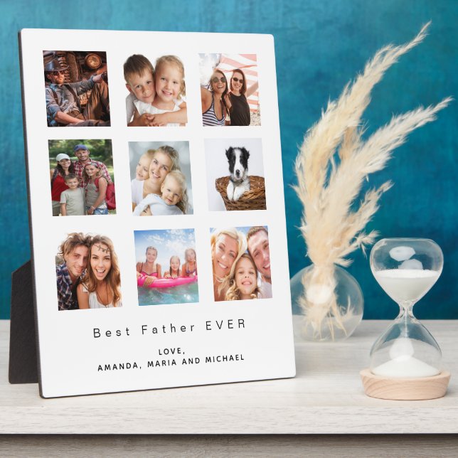 Father dad photo family collage white plaque (Side)