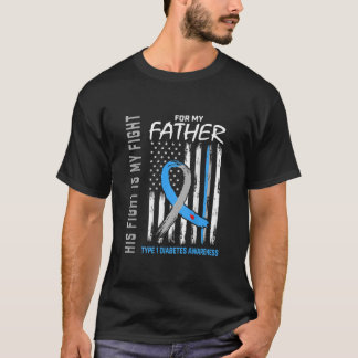 Father Dad Type One Diabetes Awareness USA Flag T-Shirt
