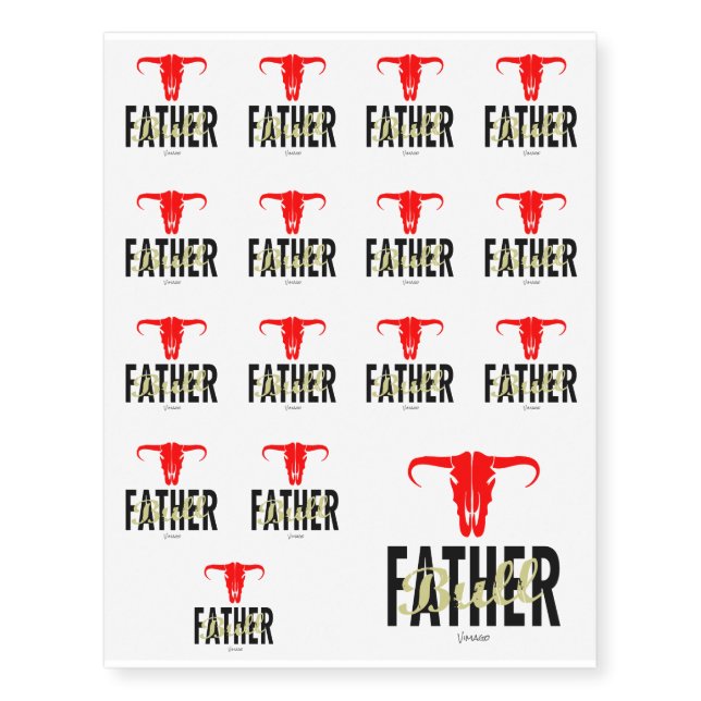 Father Daddy Bull by VIMAGO Temporary Tattoos (Front)