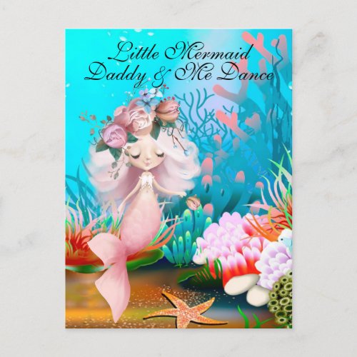 Father Daughter Dance Little Mermaid Theme Invitation Postcard