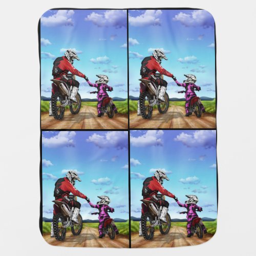 Father Daughter dirt bikers ready to ride Baby Blanket