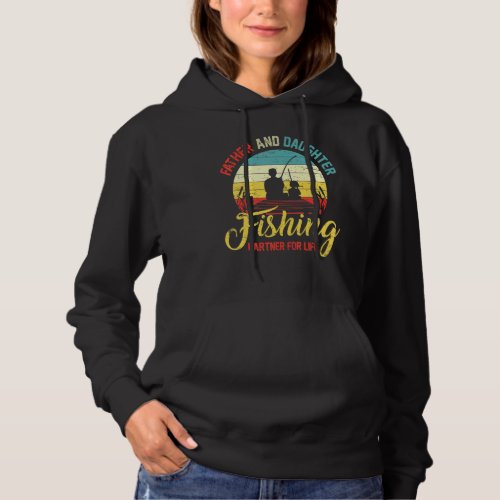 Father Daughter Fishing Partner For Life Retro Mat Hoodie