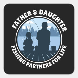 Father & Daughter Fishing Square Sticker