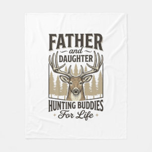 Father Daughter Hunting Buddies Deer Shirt Design_ Fleece Blanket