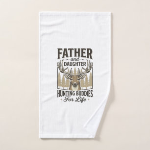 Father Daughter Hunting Buddies Deer Shirt Design_ Hand Towel