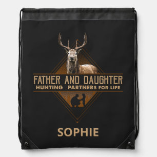 Father Daughter Hunting Partners for Life Custom Drawstring Bag