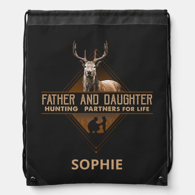 Father Daughter Hunting Partners for Life Custom Drawstring Bag (Front)