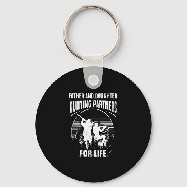 Father Daughter Hunting Partners For Life Gift Keychain (Front)