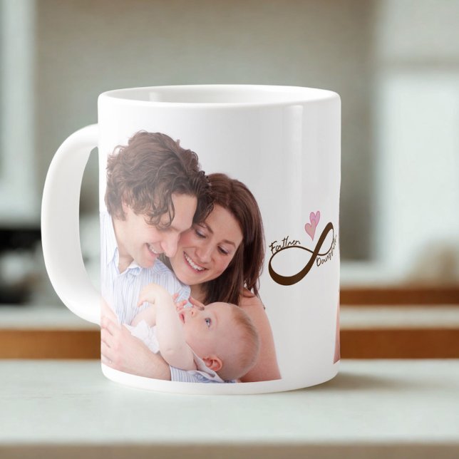 Father Daughter Infinity Sign Pink Hearts Giant Coffee Mug (Creator Uploaded)