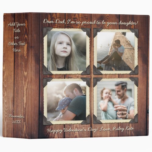 Father Daughter Personalized Instagram Photo Grid 3 Ring Binder