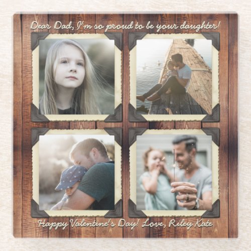 Father Daughter Personalized Instagram Photo Grid Glass Coaster