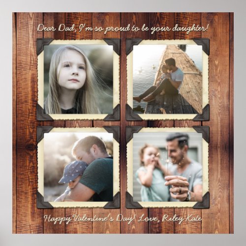 Father Daughter Personalized Instagram Photo Grid Poster
