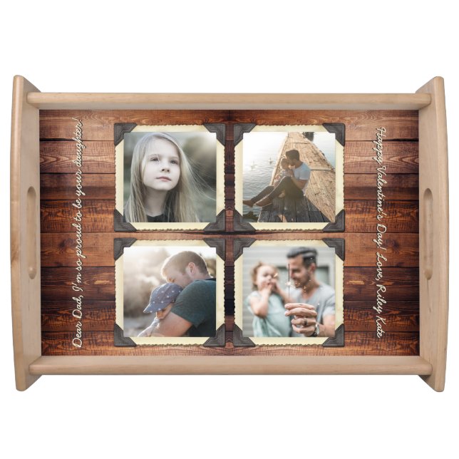 Father Daughter Personalized Instagram Photo Grid Serving Tray (Front)