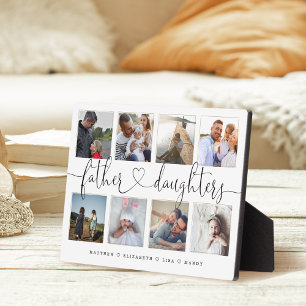 Father Daughters Heart Script   Photo Grid Collage Plaque