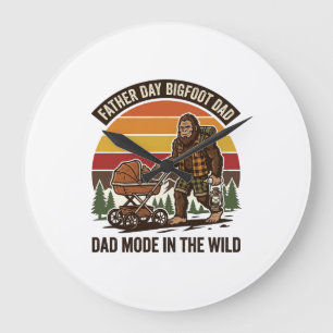 Father Day Bigfoot Dad Shirt Camping Legend Father Large Clock