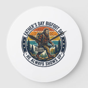Father Day Bigfoot Dad Shirt Funny Forest Legend D Large Clock