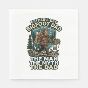 Father Day Bigfoot Dad Shirt Strong Quiet Reliable Napkins