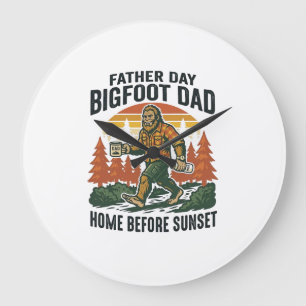Father Day Bigfoot Dad Shirt The Man The Myth The  Large Clock