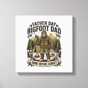 Father Day Bigfoot Dad Shirt Woodland Papa Retro G Canvas Print