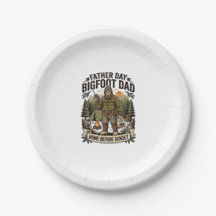Father Day Bigfoot Dad Shirt Woodland Papa Retro G Paper Plates