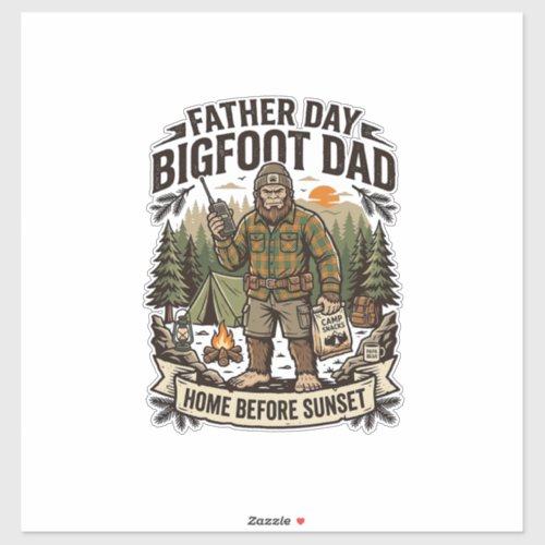Father Day Bigfoot Dad Shirt Woodland Papa Retro G Sticker