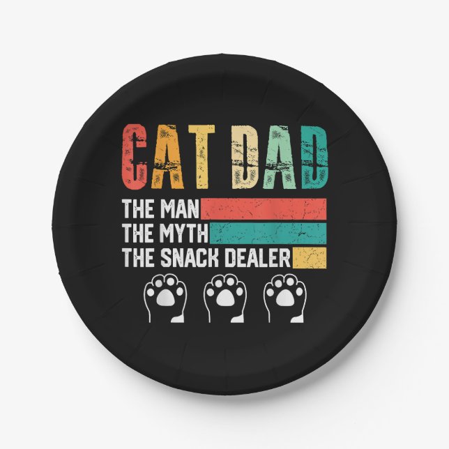 Father Day Cat Dad Paper Plates (Front)